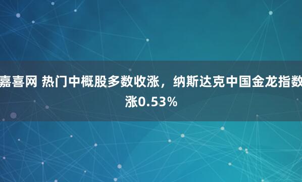 嘉喜网 热门中概股多数收涨，纳斯达克中国金龙指数涨0.53%