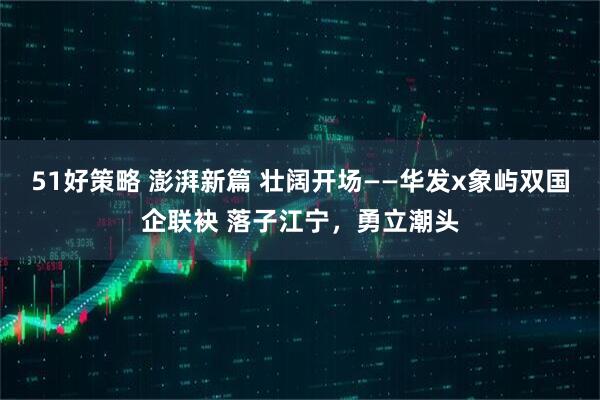 51好策略 澎湃新篇 壮阔开场——华发x象屿双国企联袂 落子江宁，勇立潮头