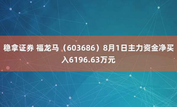 稳拿证券 福龙马（603686）8月1日主力资金净买入6196.63万元